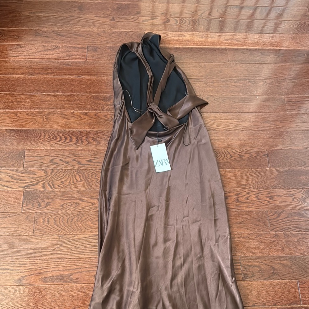 Zara Brown Halter Cocktail Gown - Picture 6 of 8